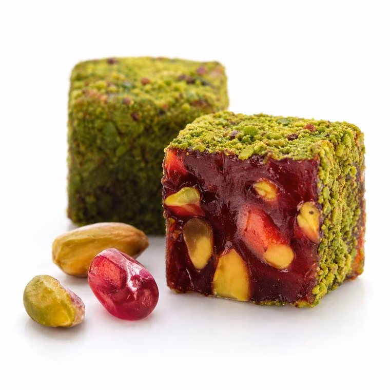 Toz Fıstık Kaplı Nar Aromalı Fıstıklı Lokum