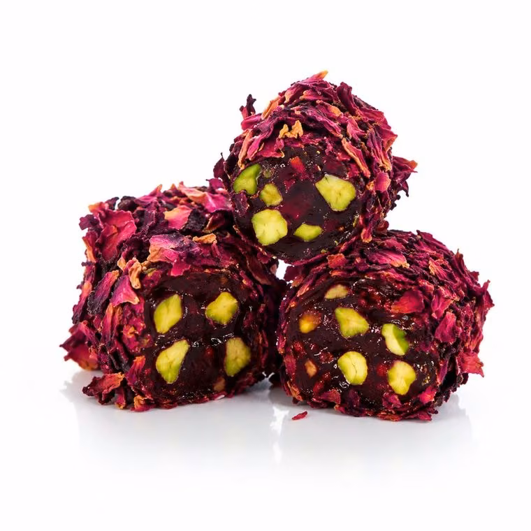 A.Fıstıklı Gül Yaprağı Kaplı Nar Aromalı Şerit Lokum